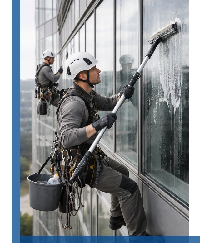 Высотная мойка сплошного остекления с выездом в Ломоносове