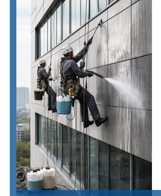 Профессиональная мойка вентилируемых фасадов в Ломоносове