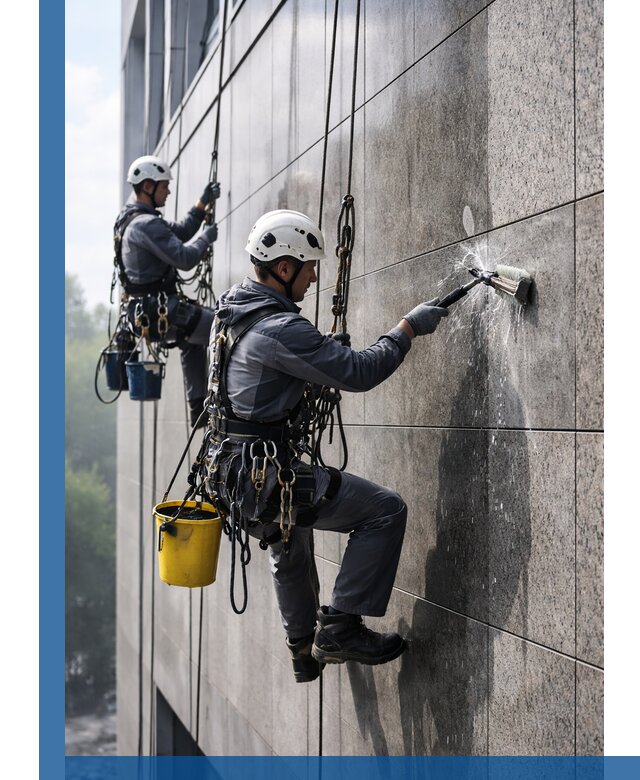 Профессиональная мойка фасада из керамогранита в Ломоносове