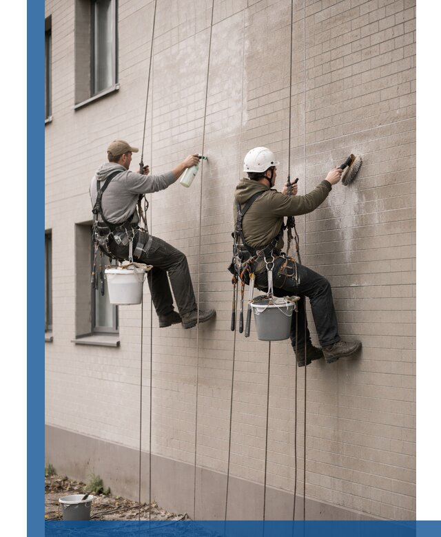 Удаление высолов с фасада зданий в Ломоносове без повреждений и следов