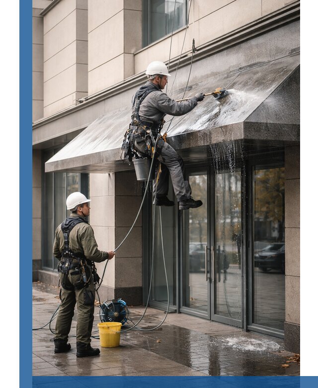 Профессиональная мойка козырьков и навесов в Ломоносове