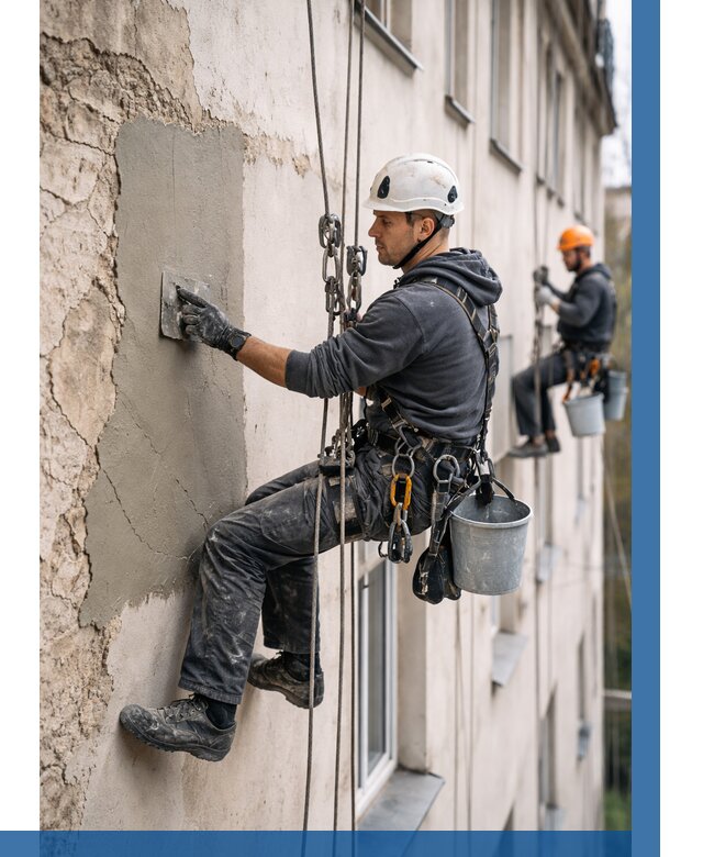 Восстановление штукатурки фасада в Ломоносове от 1229 р. | ВЫСОТНИК-Лмн