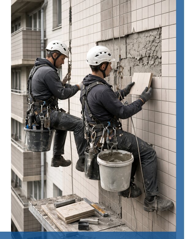 Ремонт облицовки фасада плиткой в Ломоносове от 1844 р. | ВЫСОТНИК-Лмн