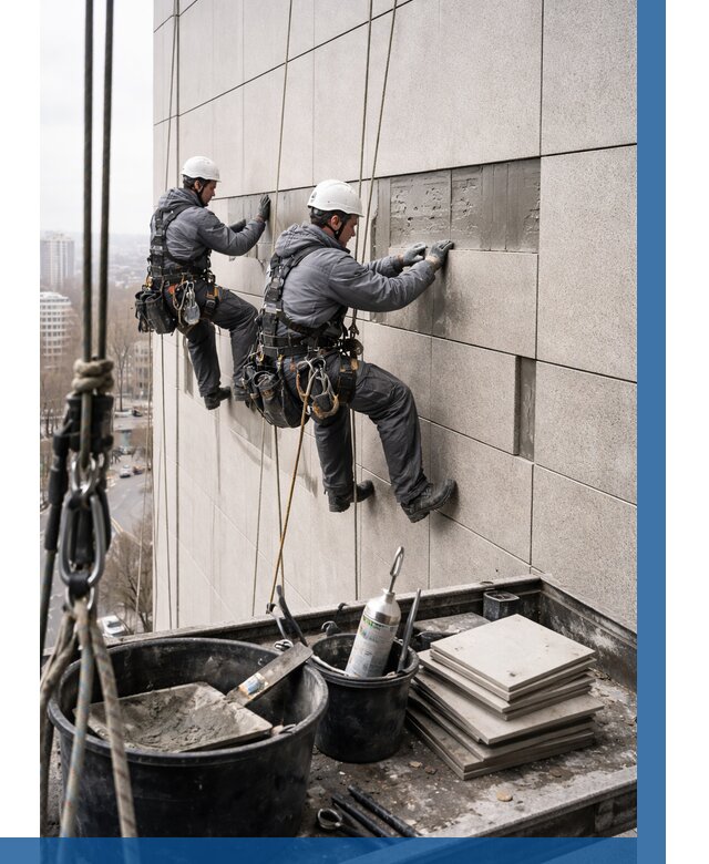 Ремонт фасада из керамогранита в Ломоносове от 2561 р. | ВЫСОТНИК-Лмн