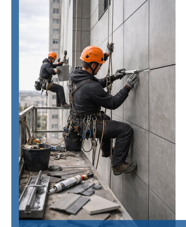 Профессиональный ремонт фасада из керамогранита в Ломоносове