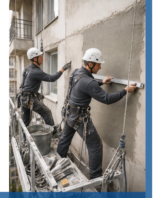 Штукатурка фасада на высоте в Ломоносове от 922 р. | ВЫСОТНИК-Лмн