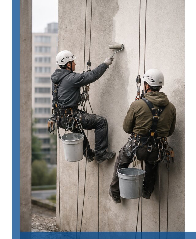 Покраска фасадов высотными альпинистами в Ломоносове с гарантией