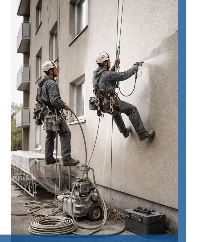 Безвоздушная покраска фасада в Ломоносове от 225 р/м² | ВЫСОТНИК-Лмн