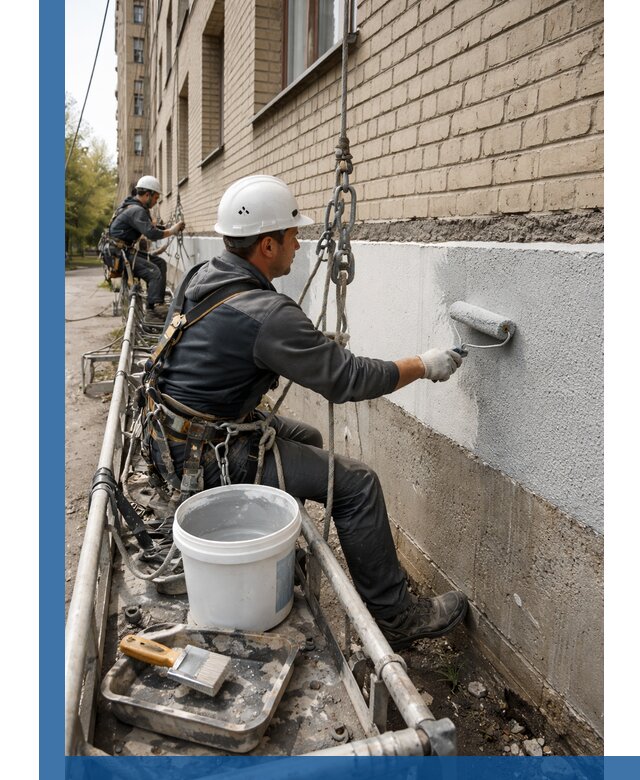 Окраска цоколя здания в Ломоносове профессионально и надежно