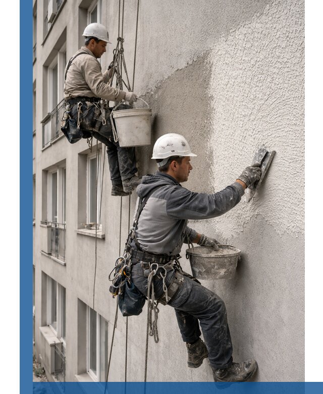 Нанесение декоративной штукатурки короед на фасад в Ломоносове