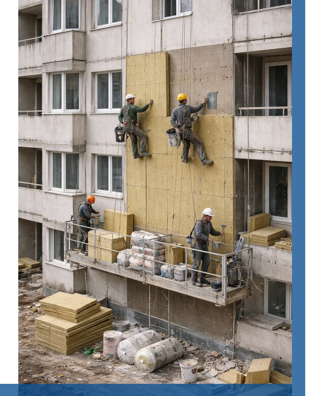 Утепление фасада минватой в Ломоносове от 1537 р. | ВЫСОТНИК-Лмн