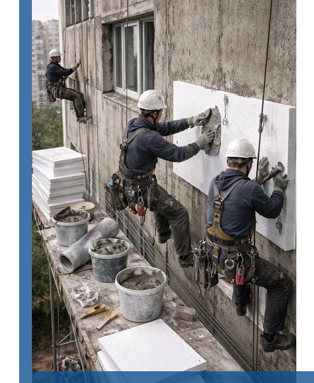 Утепление фасада пенополистиролом в Ломоносове под ключ