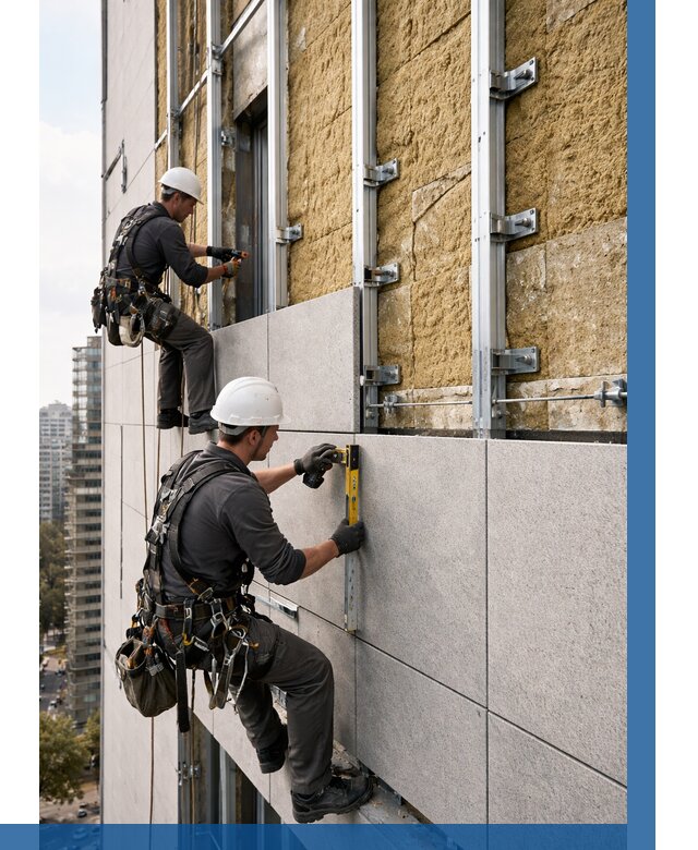 Монтаж вентилируемого фасада в Ломоносове от 3586 р. | ВЫСОТНИК-Лмн