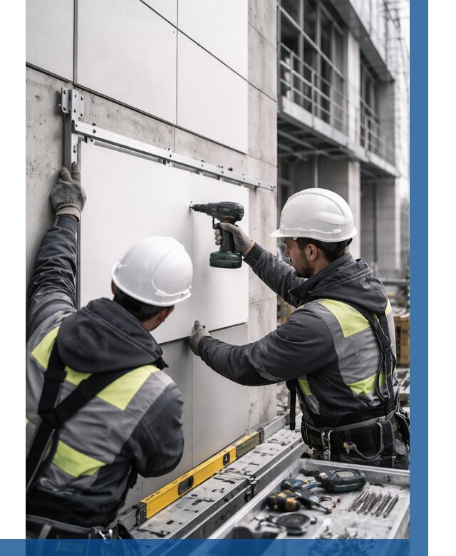 Монтаж композитных панелей фасада в Ломоносове от 2561 р. | ВЫСОТНИК-Лмн