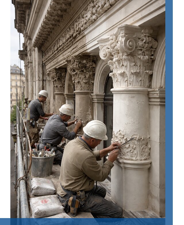 Реставрация фасадной лепнины в Ломоносове от 2561 р. | ВЫСОТНИК-Лмн