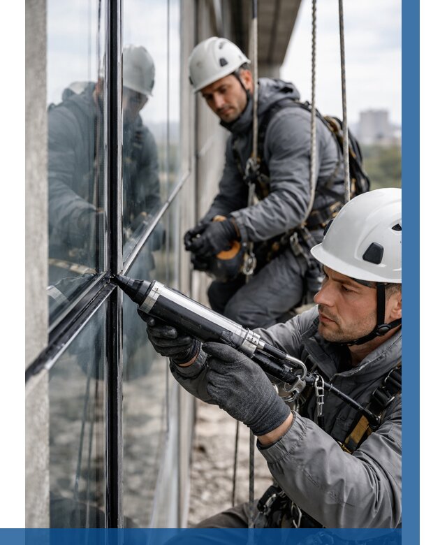 Герметизация витражных швов в Ломоносове от 666 р. | ВЫСОТНИК-Лмн