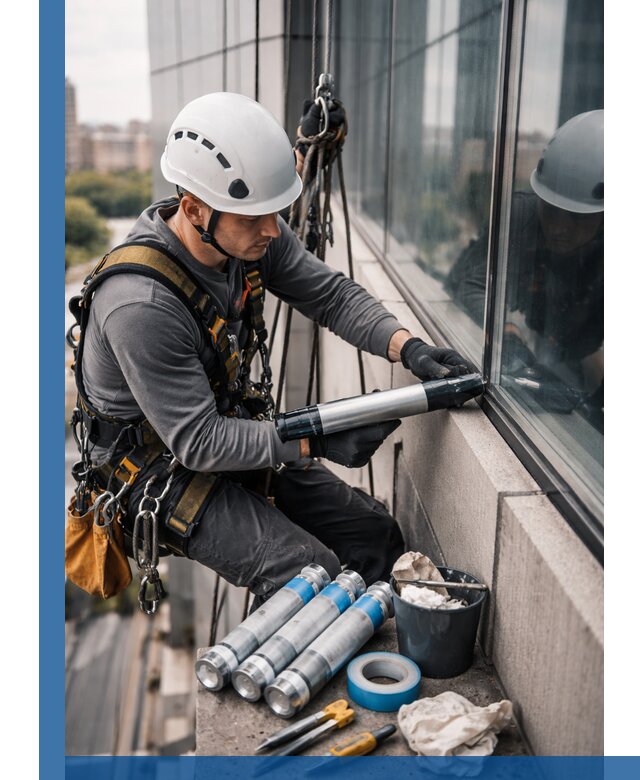 Герметизация стыков витража в Ломоносове для герметичных фасадов