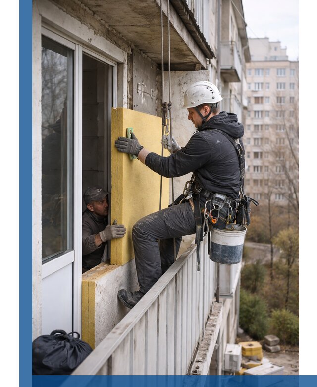 Профессиональное утепление балкона снаружи в Ломоносове под ключ