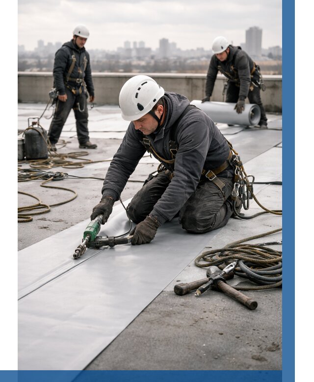 Ремонт мембранной кровли в Ломоносове от 1844 р./м2 | ВЫСОТНИК-Лмн