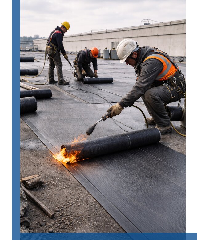 Монтаж наплавляемой кровли в Ломоносове профессионально