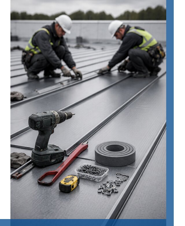 Монтаж фальцевой кровли в Ломоносове от 1844 р. | ВЫСОТНИК-Лмн