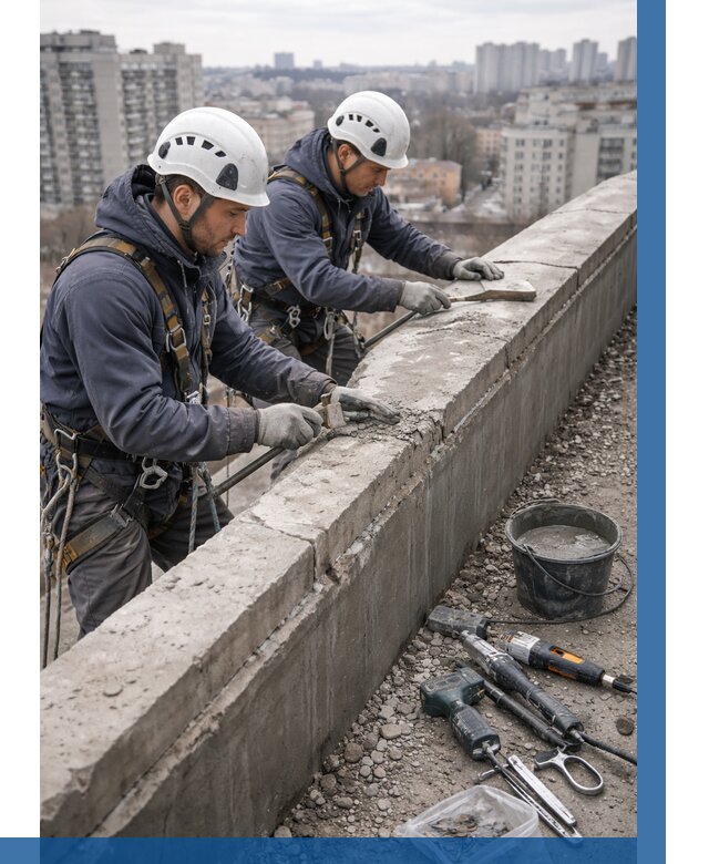 Ремонт парапета на кровле в Ломоносове от 1537 р. | ВЫСОТНИК-Лмн