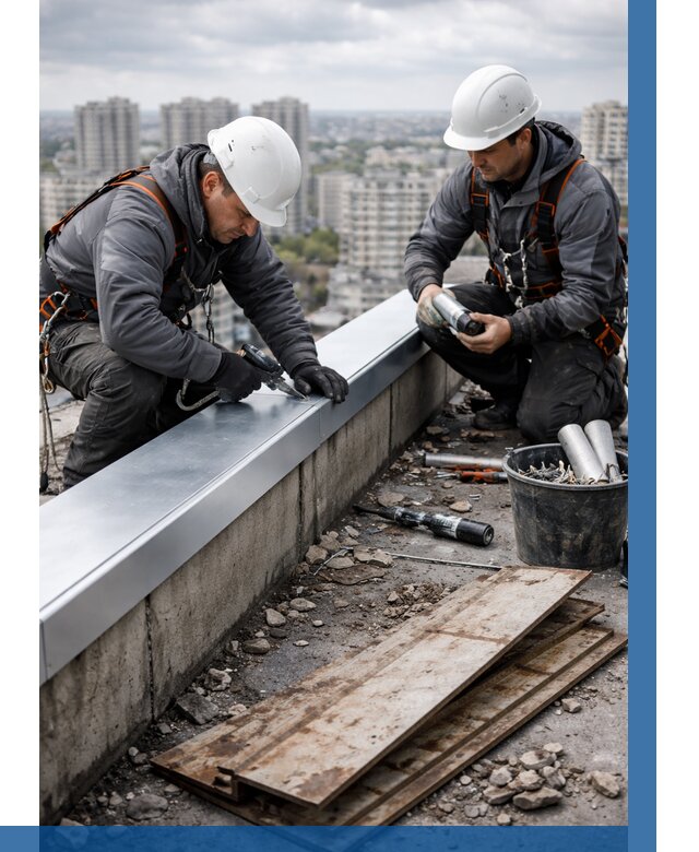 Замена парапетных крышек под ключ в Ломоносове от 1229 р. | ВЫСОТНИК-Лмн