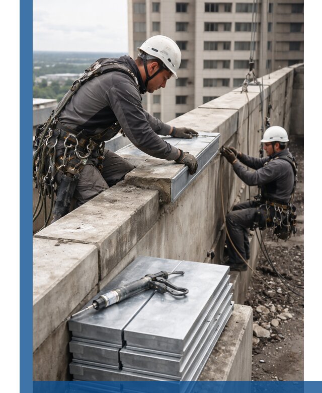 Замена парапетных крышек и установка новых в Ломоносове