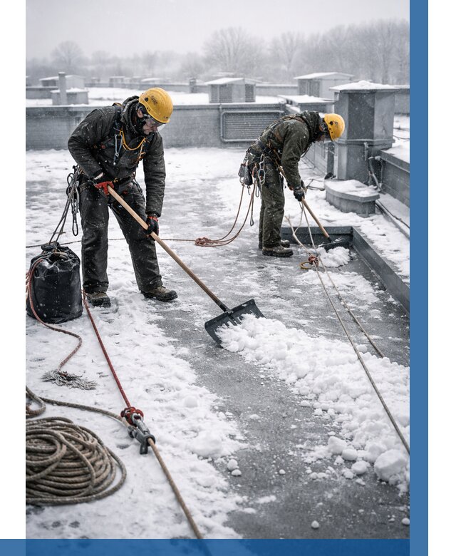 Очистка крыши от снега в Ломоносове от 7684 р. | ВЫСОТНИК-Лмн