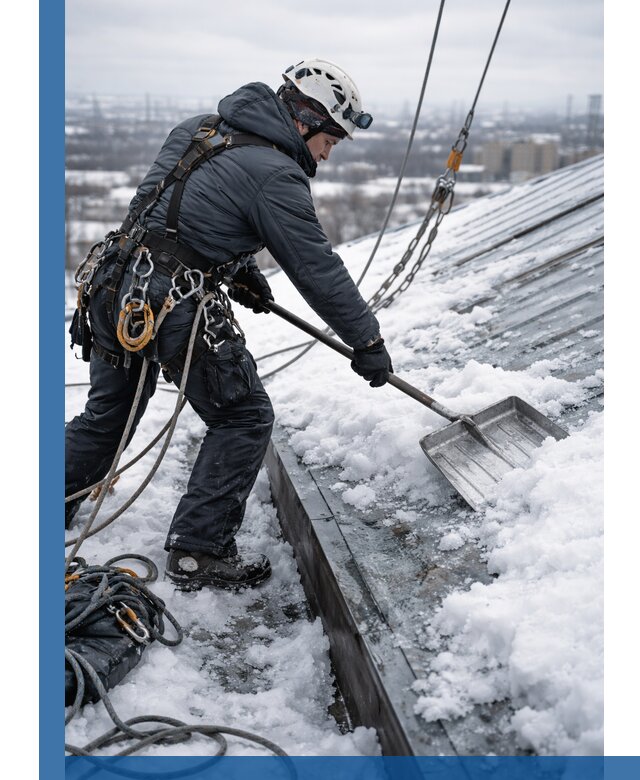 Профессиональная очистка кровли от снега и наледи в Ломоносове
