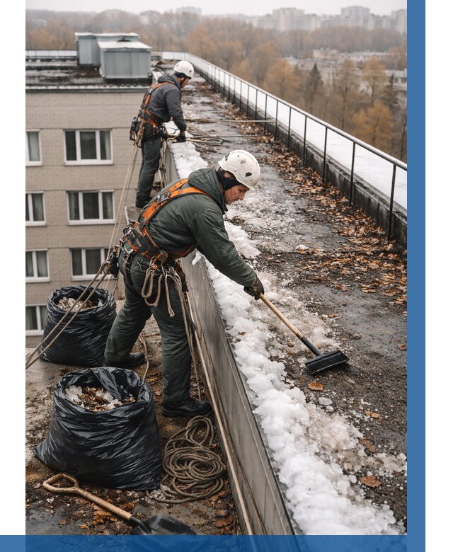 Очистка кровли по периметру в Ломоносове от 563 р. | ВЫСОТНИК-Лмн