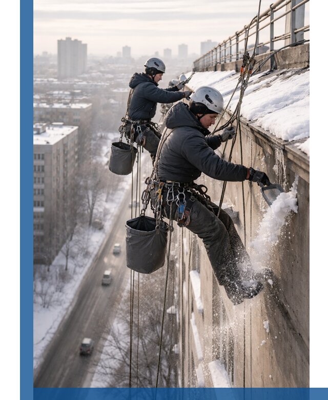 Очистка карнизов от снега в Ломоносове профессионально и безопасно
