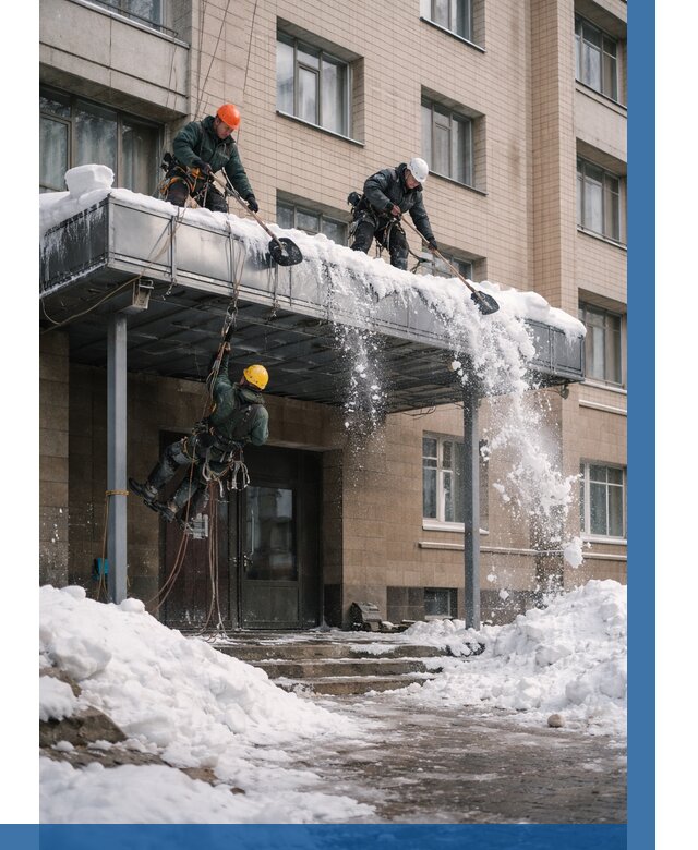 Очистка козырьков от снега в Ломоносове от 3586 р. | ВЫСОТНИК-Лмн