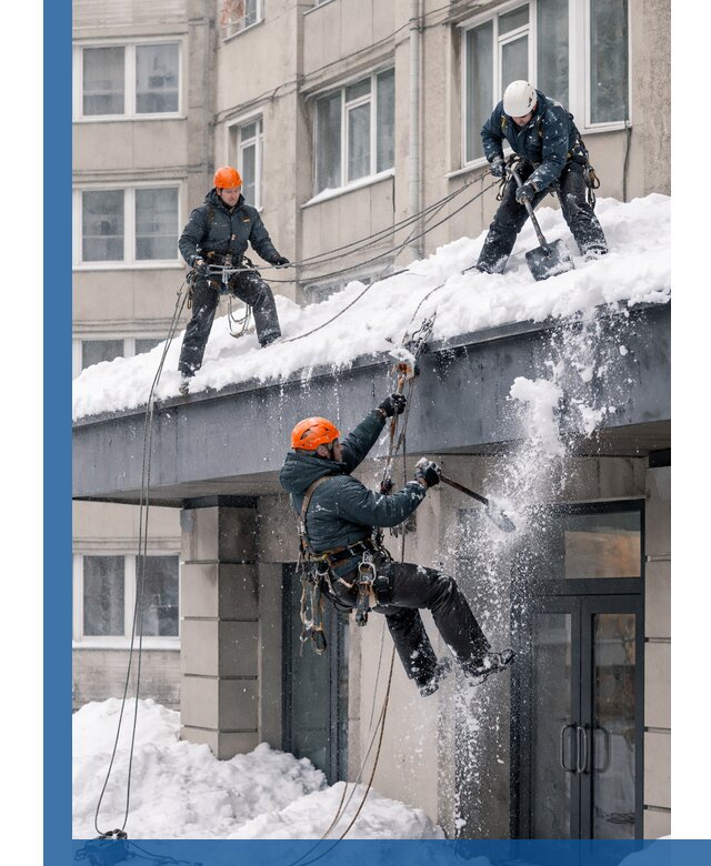 Безопасная очистка навесов от снега в Ломоносове круглогодично