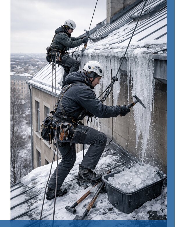 Удаление наледи с кровли в Ломоносове от 5635 р. | ВЫСОТНИК-Лмн