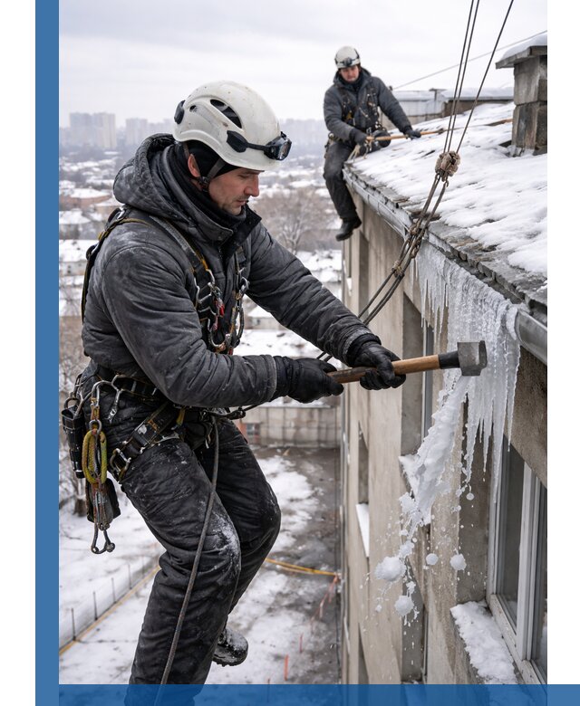 Сбивание и удаление сосулек с крыши в Ломоносове безопасно