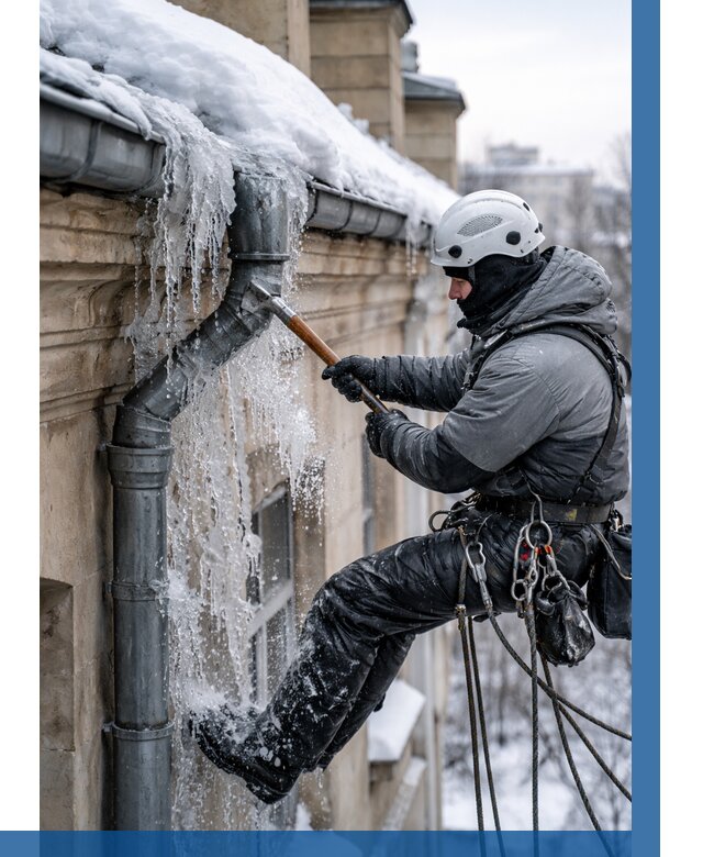 Очистка водостоков от льда в Ломоносове от 3586 р. | ВЫСОТНИК-Лмн