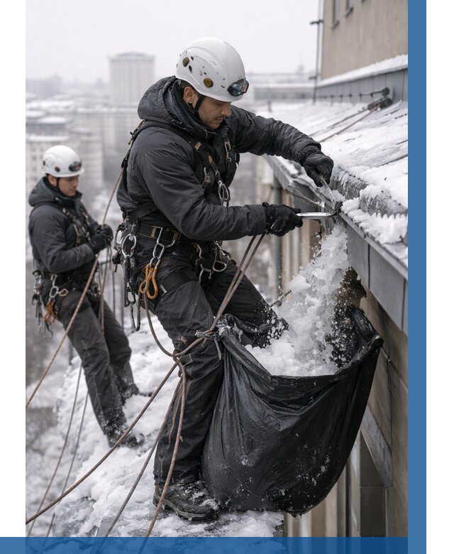 Аварийная очистка крыши в Ломоносове под ключ от 307 р. | ВЫСОТНИК-Лмн