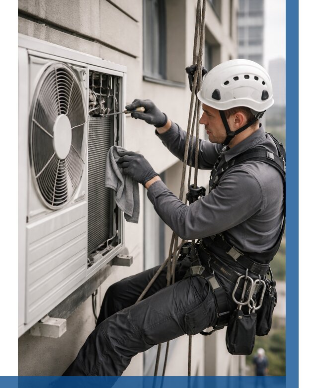 Обслуживание внешнего блока кондиционера в Ломоносове от 2766 р.ВЫСОТНИК-Лмн