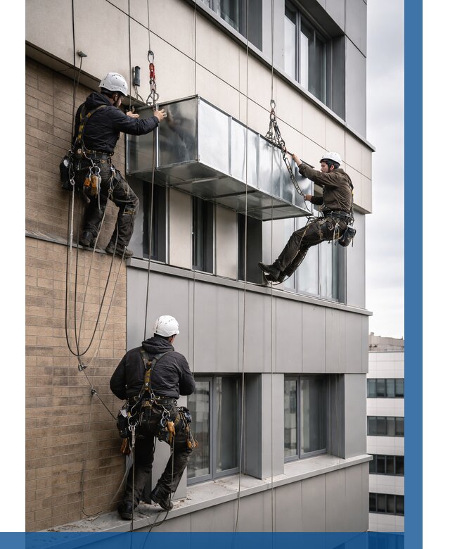 Монтаж воздуховодов на фасаде в Ломоносове от 1537 р. | ВЫСОТНИК-Лмн