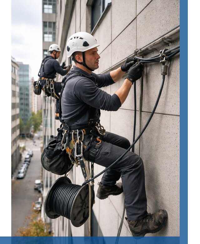 Прокладка кабеля по фасаду в Ломоносове от 359 р. | ВЫСОТНИК-Лмн