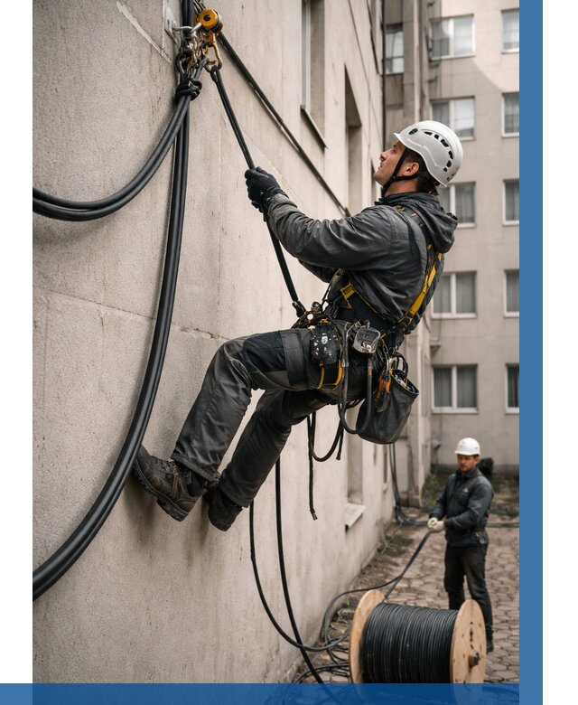 Протяжка кабеля питания на высоте в Ломоносове от 461 р. | ВЫСОТНИК-Лмн