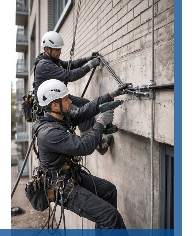 Крепление кабеля на фасаде в Ломоносове от 359 р. | ВЫСОТНИК-Лмн