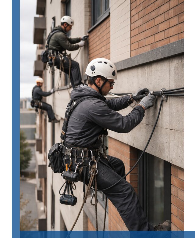 Крепление кабеля на фасаде монтаж и крепеж в Ломоносове