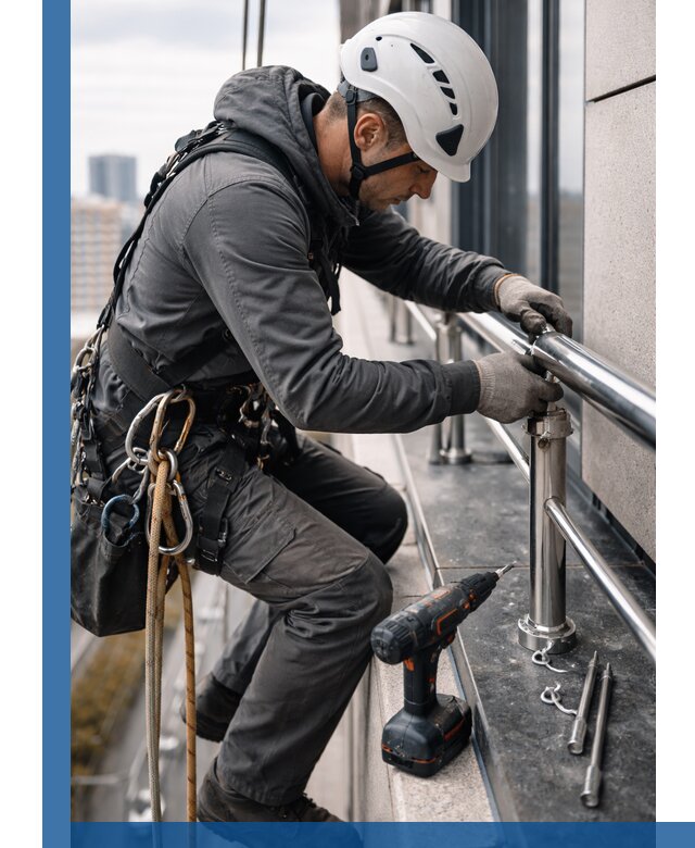 Монтаж ограждений на высоте в Ломоносове для зданий и конструкций