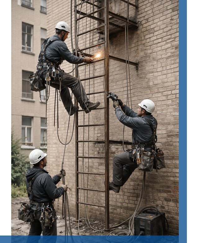 Ремонт пожарной лестницы в Ломоносове от 7684 р. | ВЫСОТНИК-Лмн