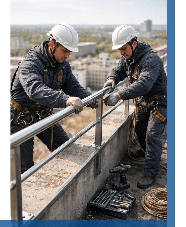 Монтаж перил на высоте в Ломоносове от 2561 р. | ВЫСОТНИК-Лмн