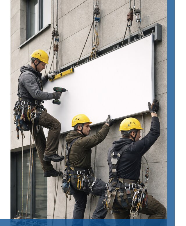 Монтаж рекламной вывески в Ломоносове от 8196 р. | ВЫСОТНИК-Лмн