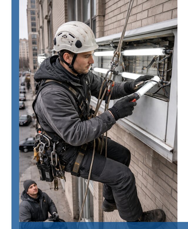 Профессиональная замена ламп в наружной вывеске в Ломоносове