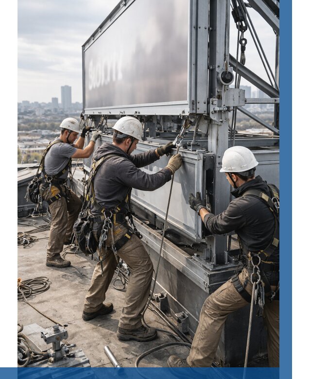 Монтаж крышной рекламной конструкции в Ломоносове от 61470 р.|ВЫСОТНИК-Лмн